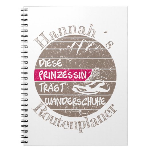 personalisierbar Name Prinzessin Wanderschuhe Notitieboek (Voorkant)