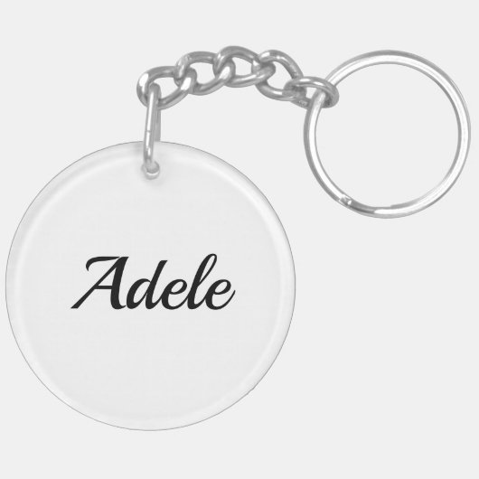 personalisierbar Vorname Adele schwarz weiß Sleutelhanger (Achterkant Rechts)
