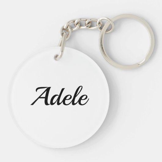 personalisierbar Vorname Adele schwarz weiß Sleutelhanger (Achterkant)