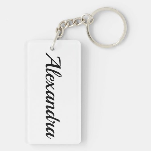 personalisierbar Vorname Alexandra schwarz weiß Sleutelhanger (achterkant)