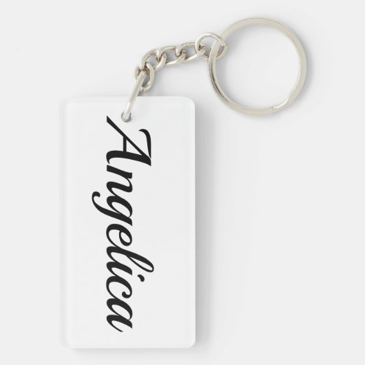 personalisierbar Vorname Angelica schwarz weiß Sleutelhanger (achterkant)