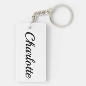 personalisierbar Vorname Charlotte schwarz weiß Sleutelhanger (achterkant)