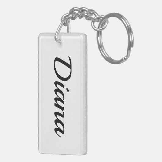 personalisierbar Vorname Diana schwarz weiß Sleutelhanger (Achterkant Rechts)