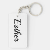 personalisierbar Vorname Esther schwarz weiß Sleutelhanger (achterkant)