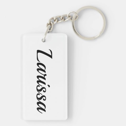 personalisierbar Vorname Larissa schwarz weiß Sleutelhanger (achterkant)