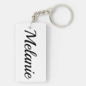 personalisierbar Vorname Melanie schwarz weiß Sleutelhanger (achterkant)