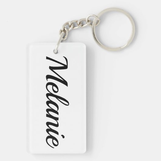 personalisierbar Vorname Melanie schwarz weiß Sleutelhanger (achterkant)