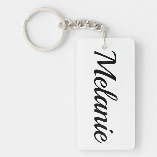 personalisierbar Vorname Melanie schwarz weiß Sleutelhanger (Voorkant)