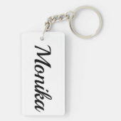 personalisierbar Vorname Monika schwarz weiß Sleutelhanger (achterkant)