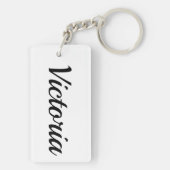 personalisierbar Vorname Victoria schwarz weiß Sleutelhanger (achterkant)