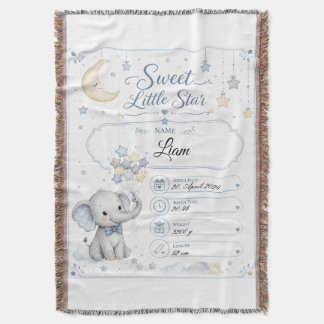 Personalisierbare Baby Geburtstafel mit Elefant Deken