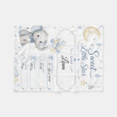 Personalisierbare Baby Geburtstafel mit Elefant Fleece Deken (Voorkant (Horizontaal))
