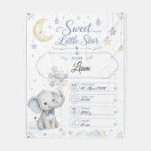 Personalisierbare Baby Geburtstafel mit Elefant Fleece Deken (Voorkant)