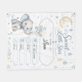 Personalisierbare Baby Geburtstafel mit Elefant Fleece Deken (Voorkant (Horizontaal))