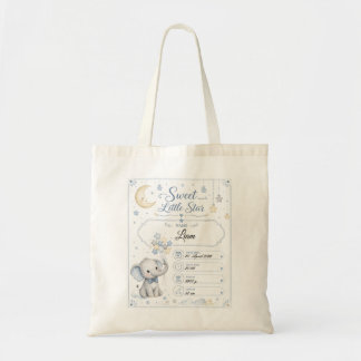 Personalisierbare Baby Geburtstafel mit Elefant Tote Bag