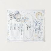 Personalisierbare Baby Geburtstafel mit Elefant Wandkleed (Voorkant (horizontaal))