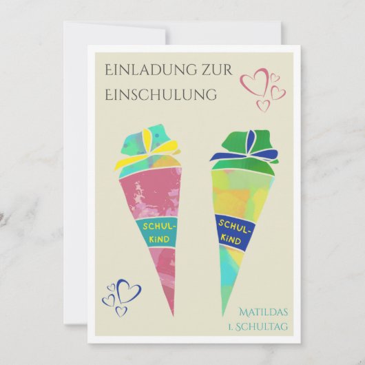Personalisierbare Einladung Einschulung deutsch  Kaart (Voorkant)