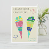 Personalisierbare Einladung Einschulung deutsch  Kaart (Staand voorkant)