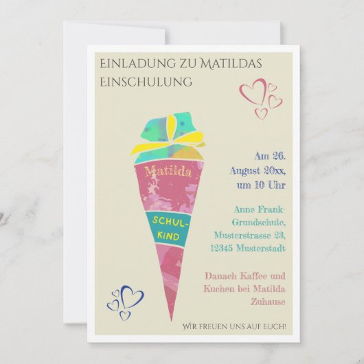 Personalisierbare Einladung zur Einschulung 2024 Kaart (Voorkant)