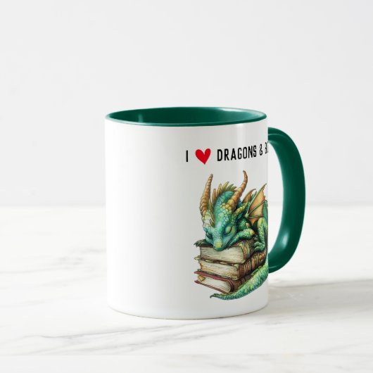 Personalisierbare "I love Dragons & Books" Mok (Voorkant rechts)