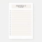 Personalisierbare Modern Beige Weiß Post-it® Notes (Voorkant)