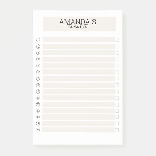 Personalisierbare Modern Beige Weiß Post-it® Notes (Voorkant)