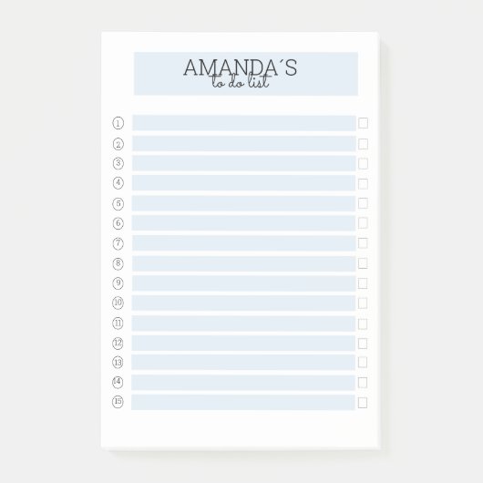 Personalisierbare Modern Blau Weiß Klebeze Post-it® Notes (Voorkant)