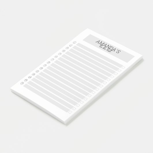 Personalisierbare Modern Grau Weiß Klebeze Post-it® Notes (Schuin)