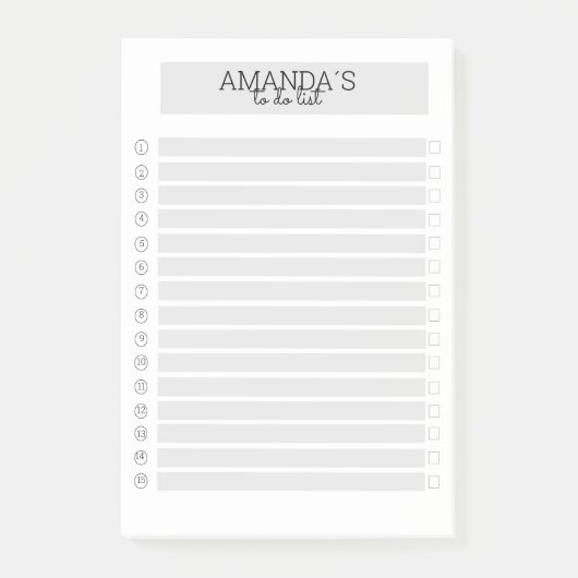 Personalisierbare Modern Grau Weiß Klebeze Post-it® Notes (Voorkant)