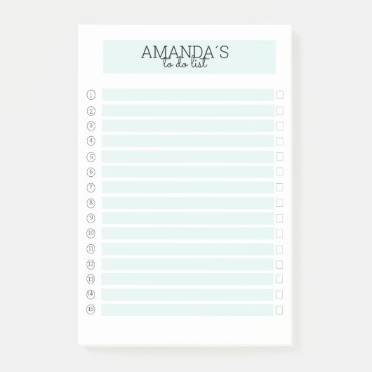 Personalisierbare Modern Mint Weiß Post-it Klebeze Post-it® Notes (Voorkant)