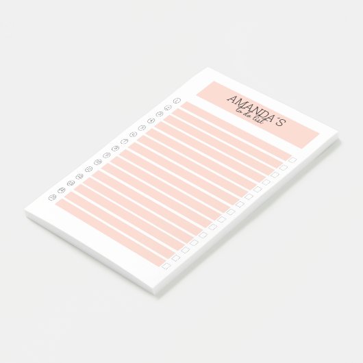Personalisierbare Modern Pfirsich Weiß Post-it® Notes (Schuin)