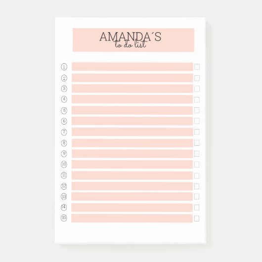 Personalisierbare Modern Pfirsich Weiß Post-it® Notes (Voorkant)