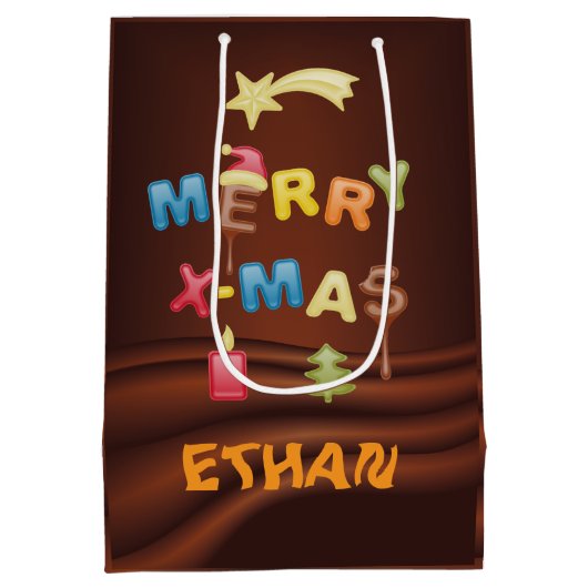 personalisierbare weihnachtliche  medium cadeauzakje (Achterkant)