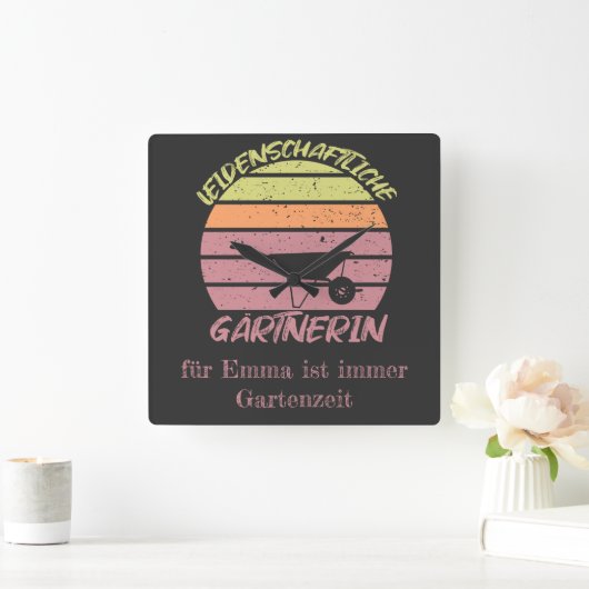 personalisierbares Design Gärtnerin Vierkante Klok (Huis)
