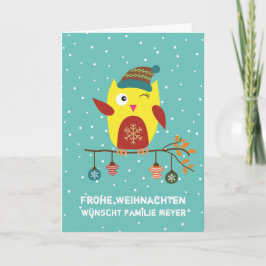 Personalisiert Süsse Weihnachts Eule Feestdagen Kaart