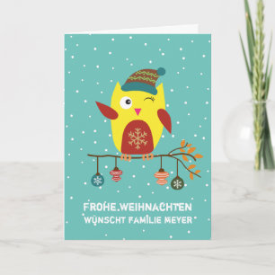 Personalisiert Süsse Weihnachts Eule Feestdagen Kaart