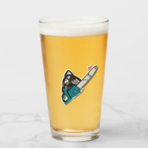 Personalisierte 473 ml Trinkglas mit Kettensägen-D