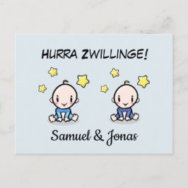 Personalisierte Glückwünsche zur Geburt Zwillinge, Briefkaart