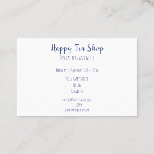 Personalisierte Tee Shop Visitekaartje (Achterkant)