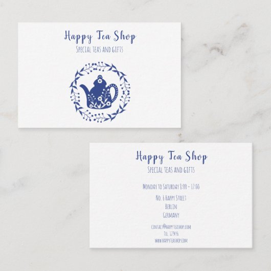 Personalisierte Tee Shop Visitekaartje (Voorkant / Achterkant)