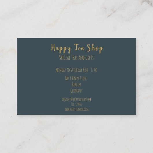 Personalisierte Tee Shop Visitekaartje (Achterkant)