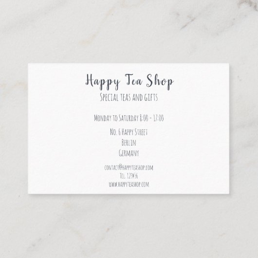 Personalisierte Tee Shop Visitekaartje (Achterkant)