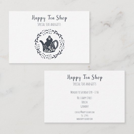 Personalisierte Tee Shop Visitekaartje (Voorkant / Achterkant)