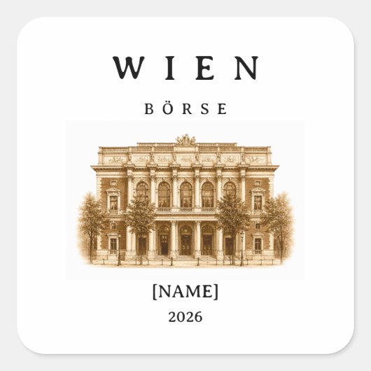 Personalisierte Wien Börse | Name & Jahr Vierkante Sticker (Voorkant)