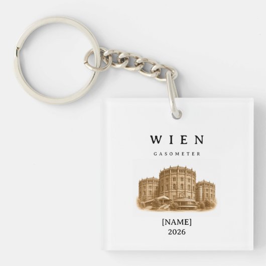 Personalisierte Wien Gasometer | Name & Jahr Sleutelhanger (voorkant)
