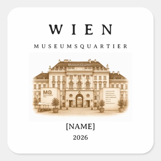 Personalisierte Wien Museumsquartier | Name & Jahr Vierkante Sticker (Voorkant)