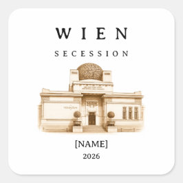 Personalisierte Wien Secession | Name & Jahr Vierkante Sticker