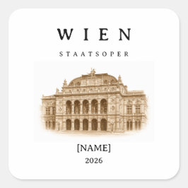 Personalisierte Wien Staatsoper | Name & Jahr Vierkante Sticker