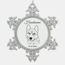 Personalisierter Husky Christbaumschmuck Tin Sneeuwvlok Ornament