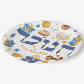 Personalisz Hebrew Hanukkah Dreidel Menorah Donuts Papieren Bordje (Gekanteld)